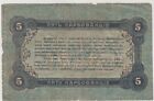 Russia Ukraine Zhytomyr 1918  5 Karbovantsiv  Arms  Series        P  S343 F