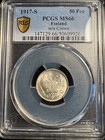 Pcgs Ms66 1917-s Finland 50 Pennia Without Crown
