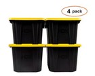 Heavy Duty 27 Gallon Tough Storage Tote Container Bin 4-pack With Yellow Lid New