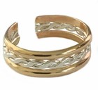 Women s Gift Silver Metal 3 Row Adjustable Toe Ring 14k Two Tone Gold Plated