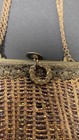 Antique Victorian Beaded  Purse Brown And Gold Beads Metal Frame Very Flashy