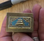 Vintage Chinese Metal Brass Enamel Stamp Box Pill Box  Trinket Box 1900-1940s