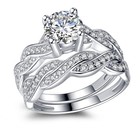 His Hers Sterling Silver Cz Infinity Couple Wedding Engagement Rings   Band Set