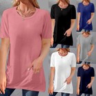 Women Summer Casual Long T-shirt Blouse Holiday Pullover Plain Tops Tees M-5xl  
