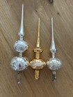 Vintage Glass Mica Silver   Gold Christmas Tree Toppers First Sold 