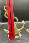 Vtg Brass Anchor Decor Bookends Nautical Coastal Matching Pair 2 Folding 6x4 75