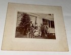 Rare Antique American Family Outside Home Wonderful Bicycle Small Cabinet Photo 