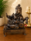 Vintage Style Brass Reclining Ganesha Statue Hindu Elephant God Idol Sculpture