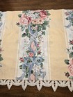 Vintage Layered Pink Roses Yellow Blue Lace Window Curtain Valance 84x19 Inches
