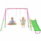 Swing Sets For Backyard With Kids Slide Outdoor Heavy-duty Metal Playset 