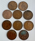 Canadian Large Cent Bronze 1c 10-coin Lot Canada Ten Coin Assorted 1876-1919