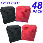 48 Pack  Acoustic Panels Studio Soundproofing Foam Wedge Tiles 1 x12 x12 