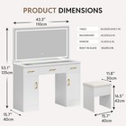 Vanity Makeup Desk Dressing Table With Led Lighted Mirror W  Power Outlet White