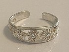  925 Sterling Silver 3 Flower  Toe Ring With Cubic Zirconia A13