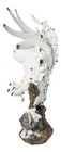 Winter Snowy Owl With Outsretched Wings On Snow-covered Tree Stump Statue 14 h