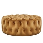 Modway Amour Button Tufted Round Velvet Ottoman In Cognac Brown Eei