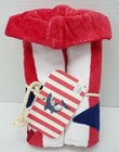 Pottery Barn Kids Shark Stripe Kid Beach Hooded Towel 23x 34  Red White  9817