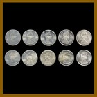 Canada 25 Cents Silver Coin  10 Pcs Lot   1867-1967 Km  68 Lynx