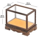 Wenge Wood Rectangle Display Cover Wooden Trim Frame Base Glass Dome Case Box