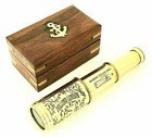 Maritime Telescope Dollond London Marine Navy Antique Brass Spy Glass Wooden Box