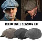 Men s Wool Newsboy Gatsby Cap Driving Flat Cabbie Plaid Tweed Ivy Hat