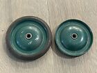 2 Antique Steel Metal Pedal Car Wagon Tractor Wheel Rim 3-7 8    Diameter Green