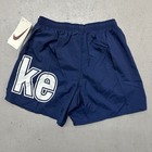 Boys Vintage Nike Grey Tag Nylon Big Logo Shorts Youth Xl Navy 90s Deadstock Nwt