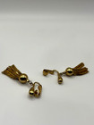Vintage Gold Tone Tassel Fringe Clip On Earrings Chain Dangle Statement Jewelry