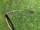 Vintage Scythe  Hay Sickle   grim Reaper   Long Wood Handle  59  Tall 28  Blade