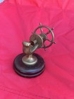 Vintage Brass Ship   s Wheel Nutcracker Nautical Maritime Decor On Wooden Base