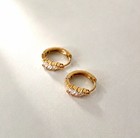 18k Gold Plated Stainless Steel 10mm Huggie Hoop Earrings White Zirconia