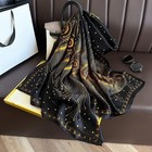 New Black Gold Peacock Feather Scarf Shawl Wrap 70in X 35in Silk Feel