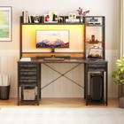 47   Computer Desk With Hutch And Drawers  Gaming Desk With Charge Station     Led