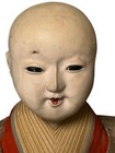 Large Male 15  Tall Japanese Antique Gofun Hina Doll Glass Eyes Kimono Wood Base