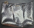 Michael Kors Jet Set Travel Mk Embossed Md Carryall Black Tote Bag