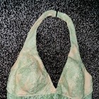 Vintage Women s Sheer Lace Halter Maxi Long Dress Nightgown  Green