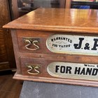 Antique J   P Coats 2 Drawer Cherry Spool Cabinet Country Original Advertising