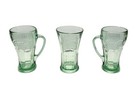 Coca Cola Coke Set Of 3 Vintage Heavy Green Glass Collectible Drinking Glasses