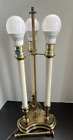 Vintage Stiffel French Bouillotte Candlestick Brass Table Lamp 3-light W Shade