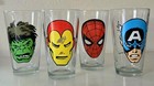 2012 Marvel Comics 4 Lot Drink Glasses Spiderman  Hulk  Ironman  Captain America