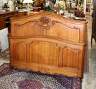 French Antique Carved Oak Louis Xv Queen Size Bed