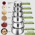 Leepenk 6 Pcs 304 Stainless Steel Containers With Lids Silver 