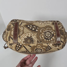 Fossil Shoulder Bag Natural Woven Fabric Paisley Leather Brown Beige Wooden Key