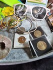 Big Junk Drawer Treasure Lot Cards Coins Knife Jewelry Spurs Glasses Geode More 