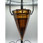 Vintage Amber Glass Cone Votive Candle Holders Lot Of 5 Hanging Wire Cup Sconce