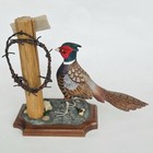 Ringneck Pheasant Hand Carved Wood Diorama Figure Decoy Mike   Nancy Scherer