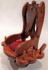 Vintage Hand Made Wooden Rocking Chair Pin Cushion   Thread Spool Holder