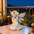 Solar Powered Nordic Angel Girl Resin Statue     Garden Yard Figurine Home Decor