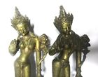 Pair Of Antique Ornate Hand-engraved 11  Bronze Hindu India Figures  C  1920