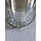 Vintage Midcentury Glass Ice Bucket Etched Floral Design Twisted Metal Handle 5